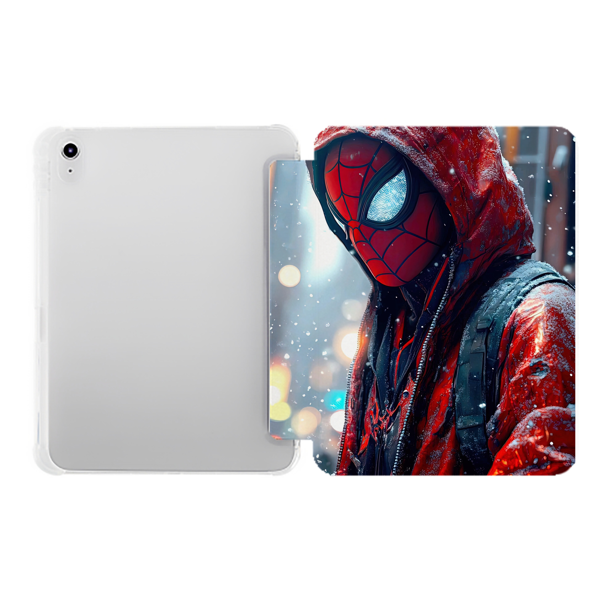 （画像用） Spider Man スパイダーマン IPad ケース ペン収納付き 三つ折りスタンド PUレザー×シリコン 対応機種9.5/10.5/10.9インチ